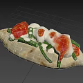 Delicious Pita Bread Topped With Red Sauce White Sauce Green Vegetables And Cheese Cubes