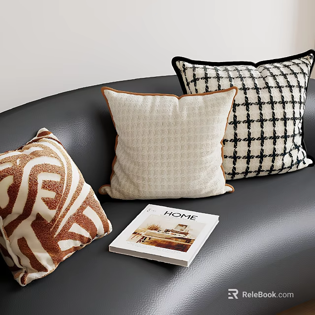 Modern Home Decor Throw Pillows With Brown White Beige Black Geometric Textured Checkered Patterns 3d model 