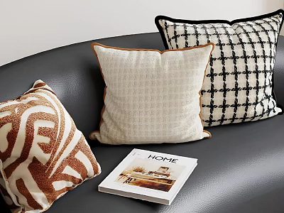 Modern Home Decor Throw Pillows With Brown White Beige Black Geometric Textured Checkered Patterns 3d model