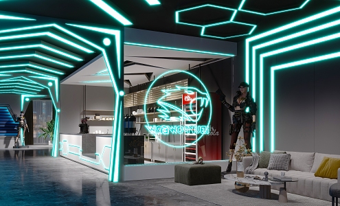 Modern Internet Cafe Science Fiction E-Sports Internet Cafe Game Front Desk Reception Hall Internet Cafe Water Bar Front Desk Space Theme Internet Cafe Front Desk 3d model