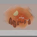 Shopping Mall Store Decorative Display Featuring Orange Paper Cut Art Sun Trees And Birds Logo