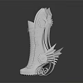 Modern Stylish White Long Boots with Metallic Details and Silver Reflective Soles
