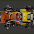 Cartoon Style Off Road Vehicle With Yellow Orange Body Large Tires And Red Seats