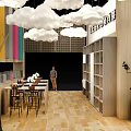 HAERS Exhibition Booth Modern Design With Open Interior Product Displays Counter And People Inside