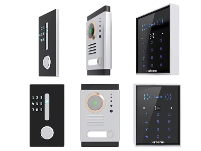 Modern Door Handles With Sleek Black Silver Designs And Keypad Functions 3d model