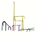 Colorful Outdoor Sports Equipment With Yellow Pink Green Fitness Gear Near Trees