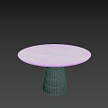 Round White Dining Table With Black Conical Base In Minimalist Setting 3d model