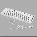 White Wired Keyboard Electronic Device with Standard Key Layout and Connection Cable 3d model