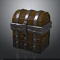 Vintage Wooden Chest Design With Wooden Planks Metal Straps Clasp And Rivets
