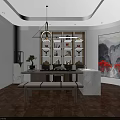 Elegant Jewelry Store Interior With Round Glass Display Counter Shelves And Displayed Jewelry