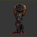 Mechanical Creature Character Featuring Red Gold Armor Spikes And Sharp Claws