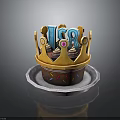 Golden Crown Shaped Decorative Item With JSR Letters Cup Base And Colorful Sprinkles On Tray