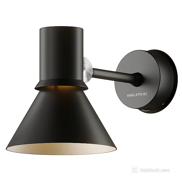 Modern Minimalist Black Wall Lamp With Conical Shade And Wall Mounted Design 3d model 