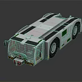 White Engineering Truck With Green Accents Multiple Wheels And Reflective Strips