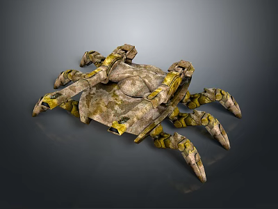 Mechanical Crab Game and Movie Character with Scifi Clawed Limbs and Textured Exoskeleton 3d model