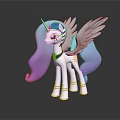 White Alicorn Game Character With Gradient Blue Purple Mane Tail White Wings And Golden Decorations