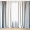 Soft White And Gray Curtains With Light Filtering For Modern Window Decor 3d model