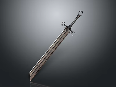 Medieval Metal Sword With Decorative Hilt And Long Sharp Blade Design 3d model