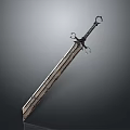 Medieval Metal Sword With Decorative Hilt And Long Sharp Blade Design
