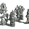 Natural Stone and Wood Decorative Sculptures with Hollow Patterns and Textures