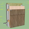 Building Component Sectional View With Wooden Panel Insulation Layer And Metal Frame 3d model