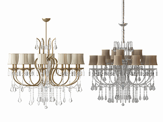 European-style crystal chandelier crystal chandelier combination 3d model