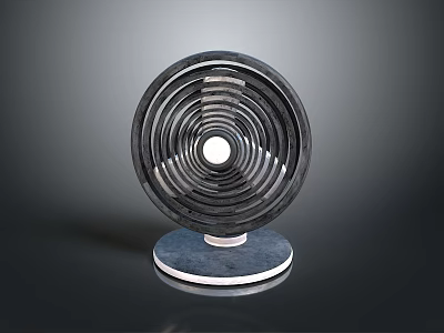Circular Modern Electronic Device With Multi Layer Concentric Circles And Blue Base 3d model