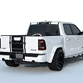 White Pickup Truck With Black Racing Stripes Black Alloy Wheels And Aggressive Front Grille Design
