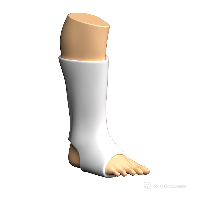 White Leg Ankle Supportive Protective Brace With Ergonomic Design For Injury Recovery 3d model 