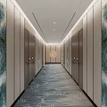 Elegant Hotel Corridor Interior Design With Marble Wall Decor Patterned Carpet And Ceiling Lights 3d model