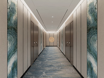 Modern hotel aisle hotel room aisle hotel corridor picture 3d model