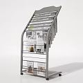 Public Facility Modern Newspaper Rack With Multi Layer Metal Frame Holding Various Magazines 3d model