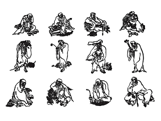 Luohan Characters Luohan Eighteen Luohan White Drawing Luohan Figure Luohan White Drawing Buddhist Characters Monk Buddha Five Hundred Luohan 3d model