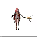 Game Fantasy Character With Pink Hair Elven Ears White Top And Winged Staff