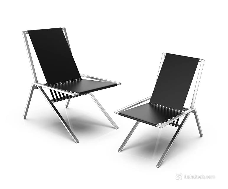 Modern Leisure Chairs With Metal Frame And Black Seat Backrest Design 3d model 