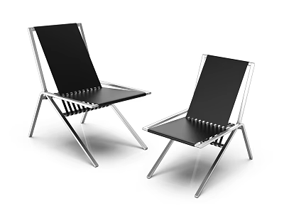 Modern Leisure Chairs With Metal Frame And Black Seat Backrest Design 3d model