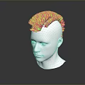 Game And Movie Character White Head Model With Spiked Black Mohawk Hairstyle