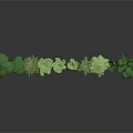 Various Tree Models For Landscape Scene With Green Foliage And Brown Trunks