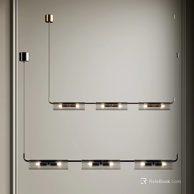 Modern Linear Chandelier With Metal Frame And Multiple LED Lights For Interior Spaces 3d model