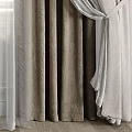 Elegant Double Layer Curtains With Thick Beige And Sheer White For Window Interior 3d model