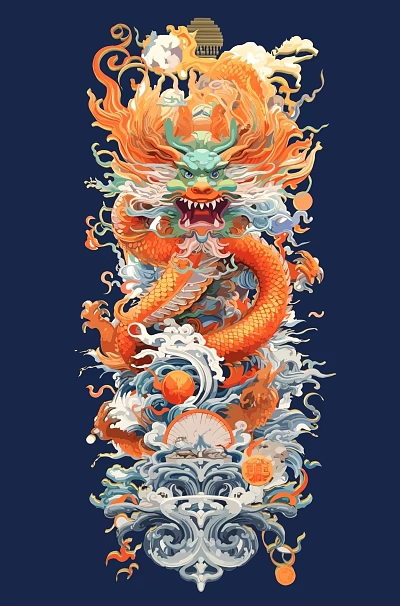 Fashion Trend Cartoon Year of the Dragon Chinese Ancient Dragon Pattern Rui Beast Auspicious Dragon Dragon Texture Dragon Totem Fire Dragon Dragon Pattern Chen Dragon Paper-cut Dragon Year after Year 3d model