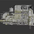 Complex Industrial Machinery Equipment With Metal Platform And Steel Pipes
