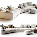 Modern L shaped Sofa and Coffee Table Set with Plush Cushions and Side Table 3d model