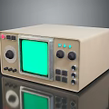 Vintage Beige Electronic Equipment With Green Screen Display And Control Panel Buttons Knobs