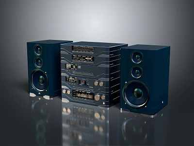 Modern Deep Blue Headphone Speaker System Featuring Main Unit And Multiple Speakers 3d model