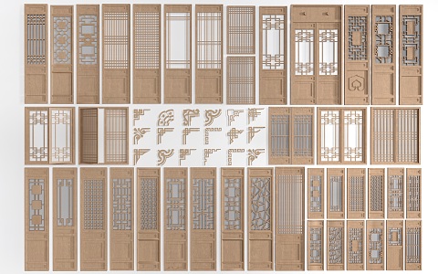 Chinese doors and windows, ancient architectural doors and windows, new Chinese doors and windows, lattice windows 3d model