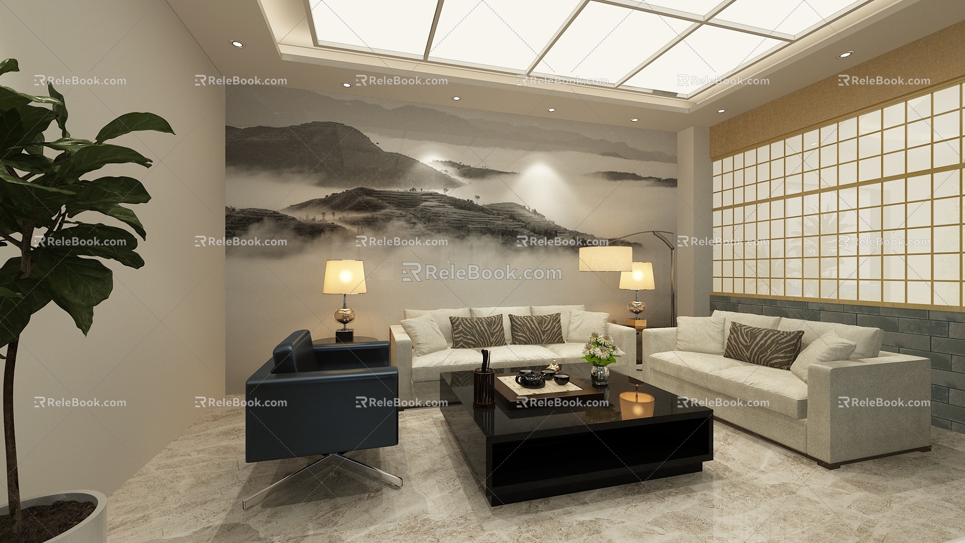 Japanese Corporate Lounge 3d model