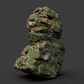 Organic Green Wooden Stone Stack Boasting Natural Textures And Layered Structure 3d model