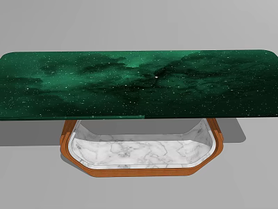 Luxurious Green Dining Table With Starry Pattern Top And Wooden Frame White Marble Base 3d model