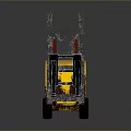 Yellow Forklift Industrial Equipment With Red Seat And Rusty Metal Frame